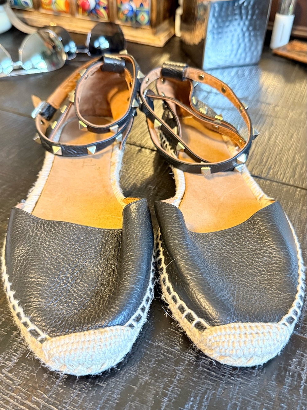 Black with Tan jute Espadrille Sandal with Rope Trim